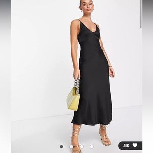 ASOS Black Maxi Silk Slip Dress